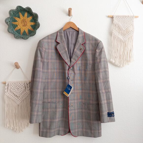 E.J. Samuel Plaid Single Breasted Blazer Size 42R NWT - Picture 1 of 13